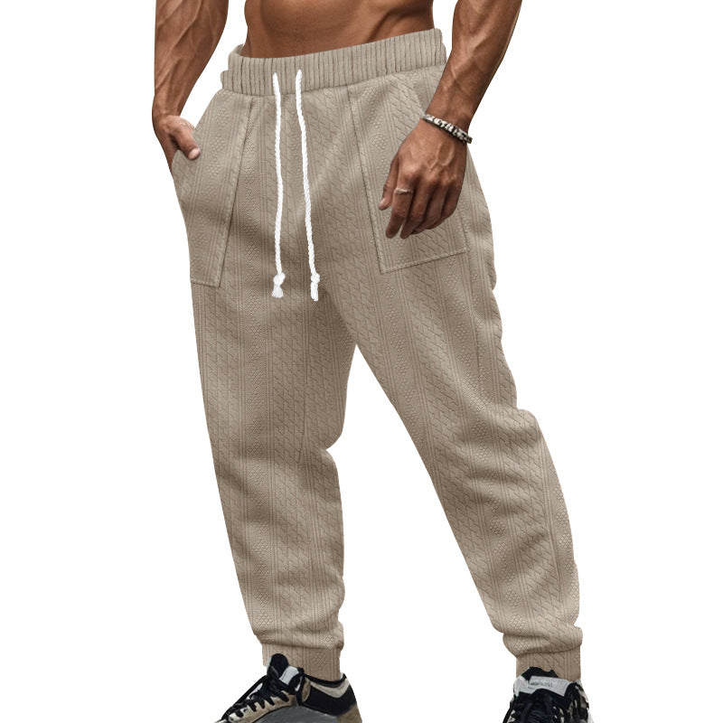Men's cable knit joggers with drawstring waistband and patch pockets StylebySassy