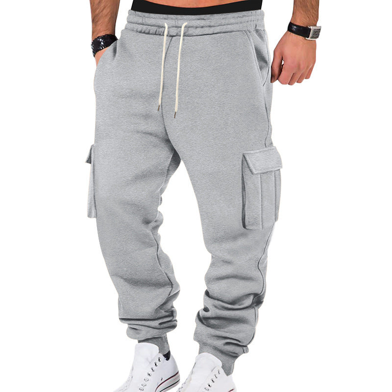 Men's casual cargo sweatpants with drawstring waistband, flap pockets and slim ankle cuffs StylebySassy