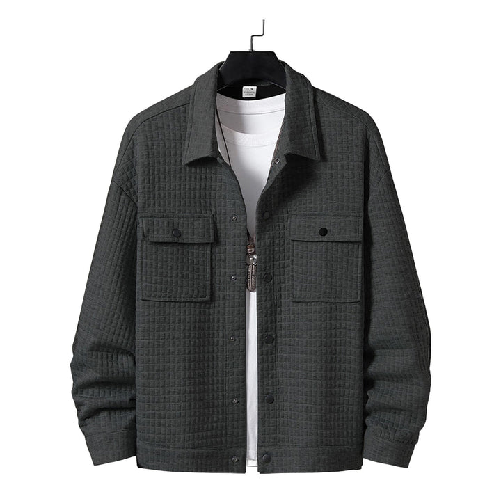 Men's quilted overshirt jacket with square quilted structure and patch chest pockets StylebySassy