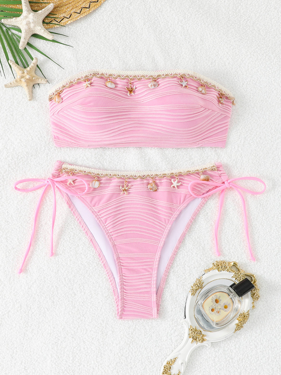 Women Bandeau Bikini with Shell Decoration StylebySassy