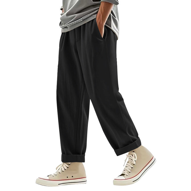 Men's wide pleat chino pants with cuffs, tapered fit and side pockets StylebySassy