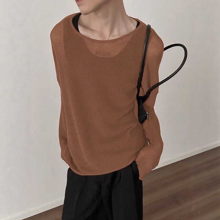 Ladies fall loose long sleeve fine knit shirt with fine ribbed pattern and round neck StylebySassy