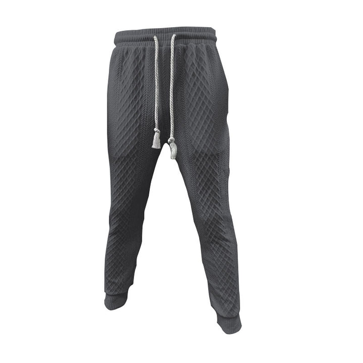 Men's jacquard loungewear set with polo collar, drawstring waistband, and tapered joggers StylebySassy