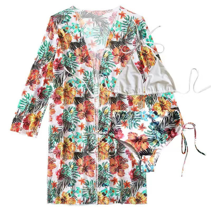 Women's bikini set with high waist and floral cover-up StylebySassy