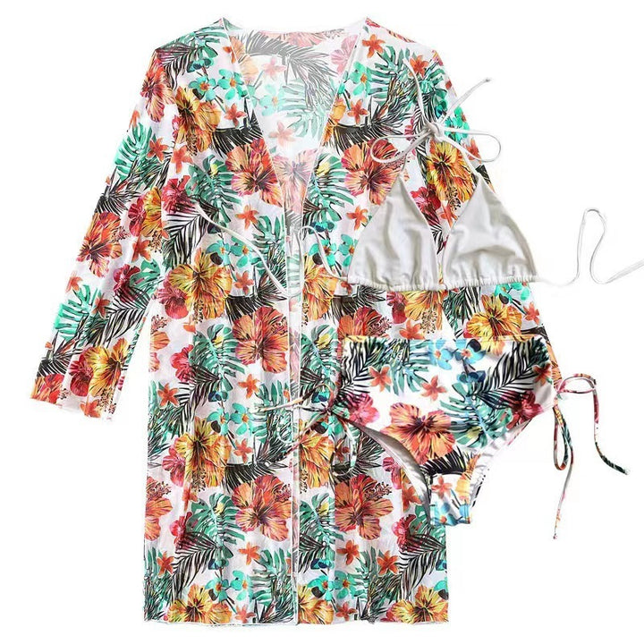Women's bikini set with high waist and floral cover-up StylebySassy