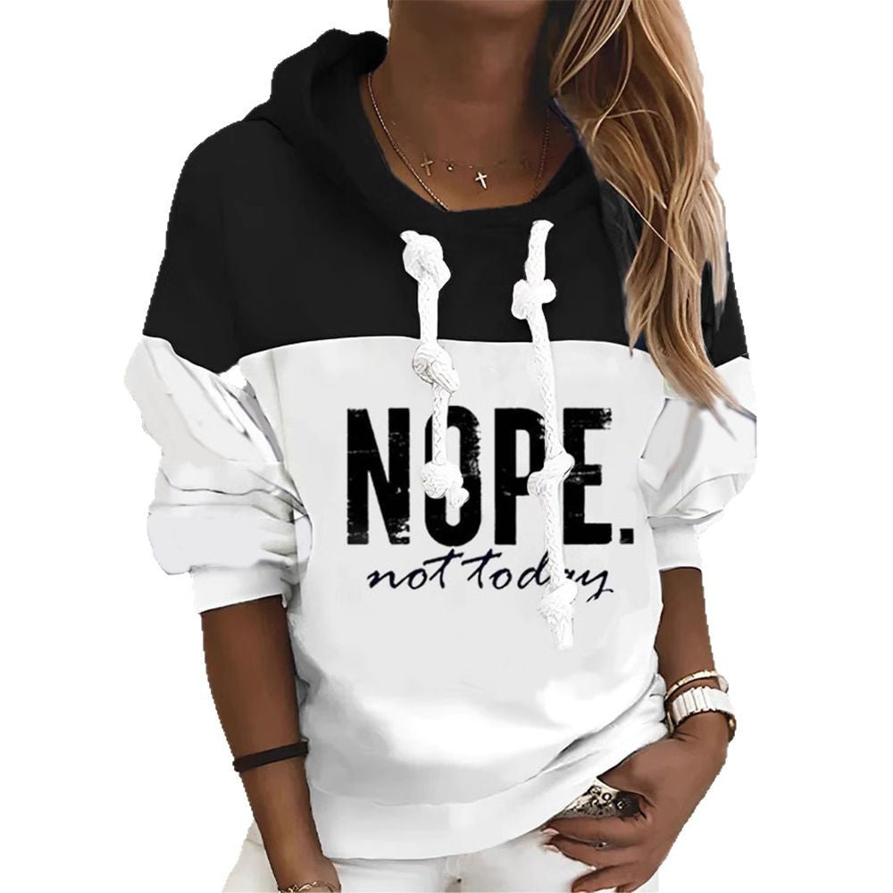 Women's sporty-urban hoodie with statement print, distinctive drawstrings and balloon sleeves StylebySassy