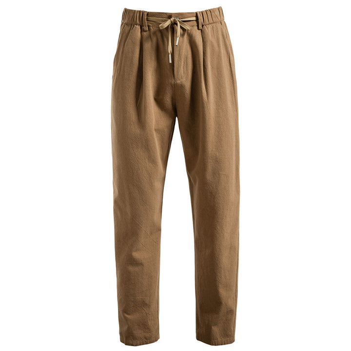 Men's casual pleated trousers with elastic drawstring waistband and tapered leg StylebySassy