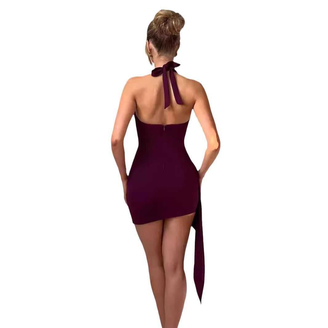 Women's wrap dress with deep V-neck and side ruffle detail StylebySassy