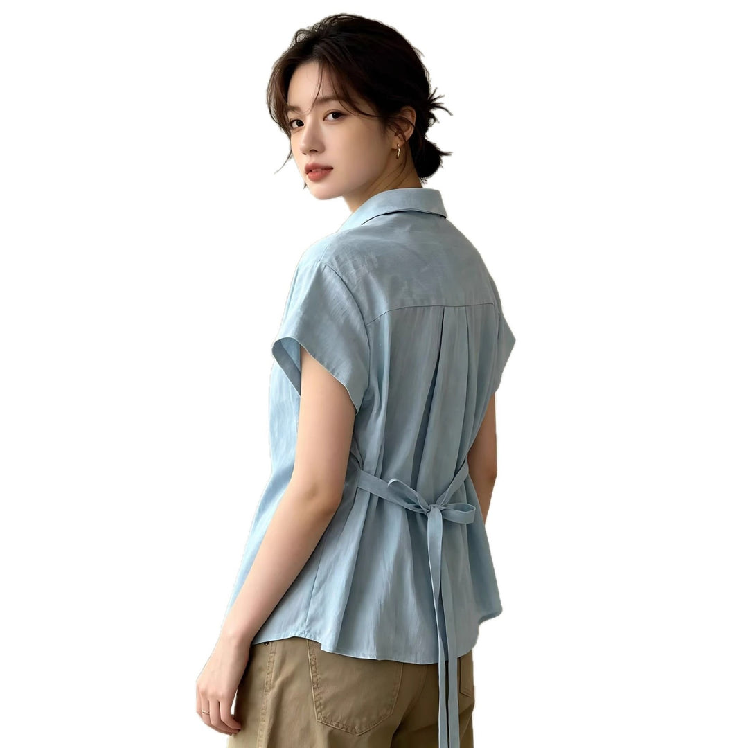 Women’s Stylish Short Sleeve Shirt with Floral Accents StylebySassy
