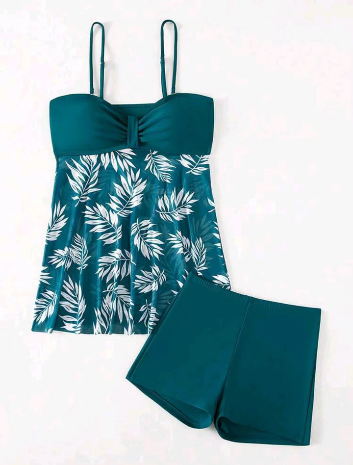 Women's Tankini Set with floral top and sporty shorts StylebySassy