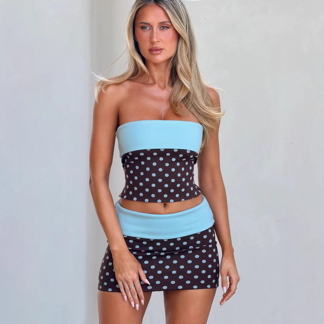 Ladies sweet bandeau top and mini skirt set StylebySassy