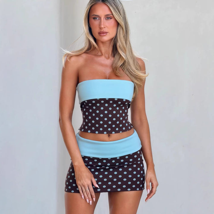 Ladies sweet bandeau top and mini skirt set StylebySassy