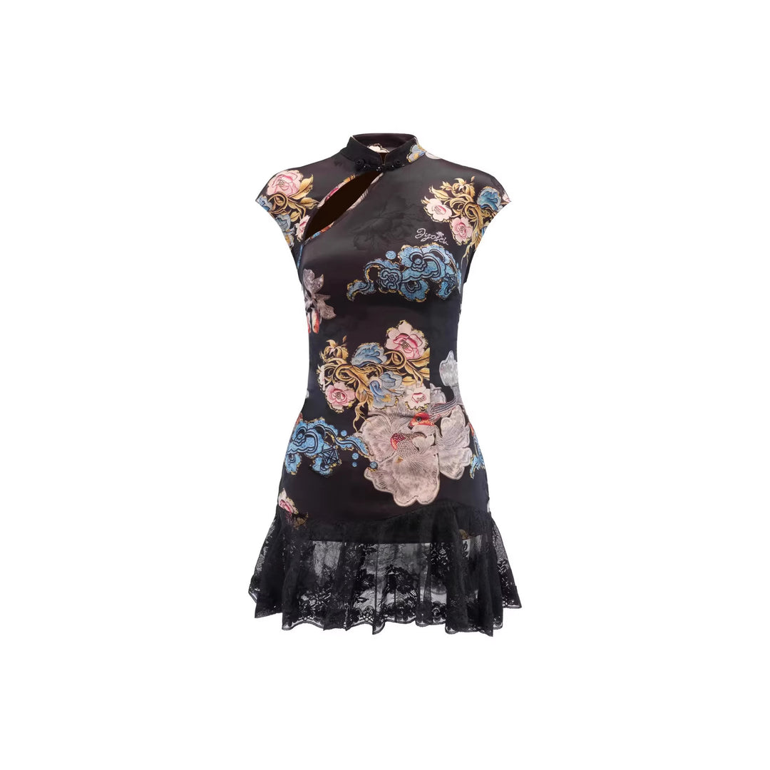 Women Short Sleeve Flower Dress with Lace Hem StylebySassy