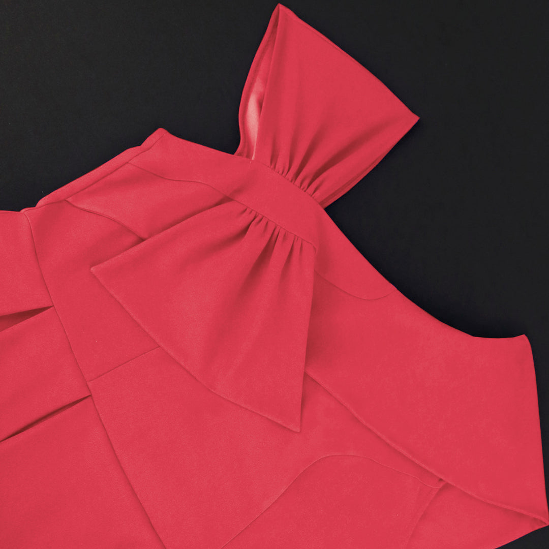 Women Elegant Peplum Dress with Asymmetric Shoulder Design StylebySassy