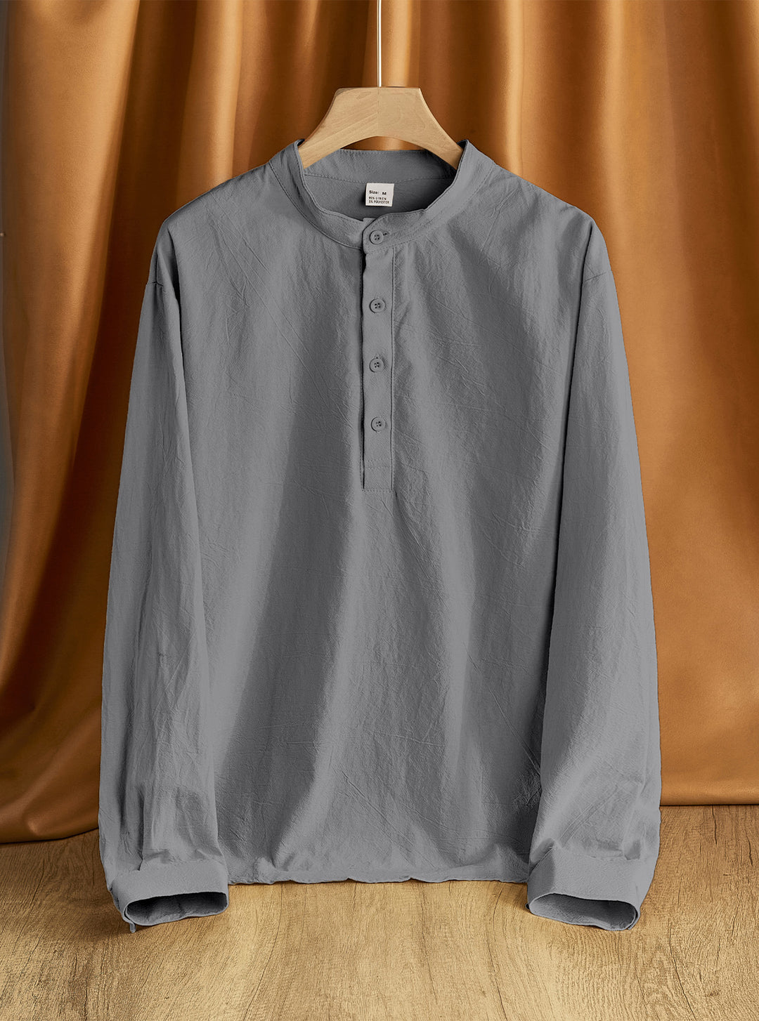 Men's Nehru collar Henley made of cotton stretch with concealed button placket and slim fit StylebySassy