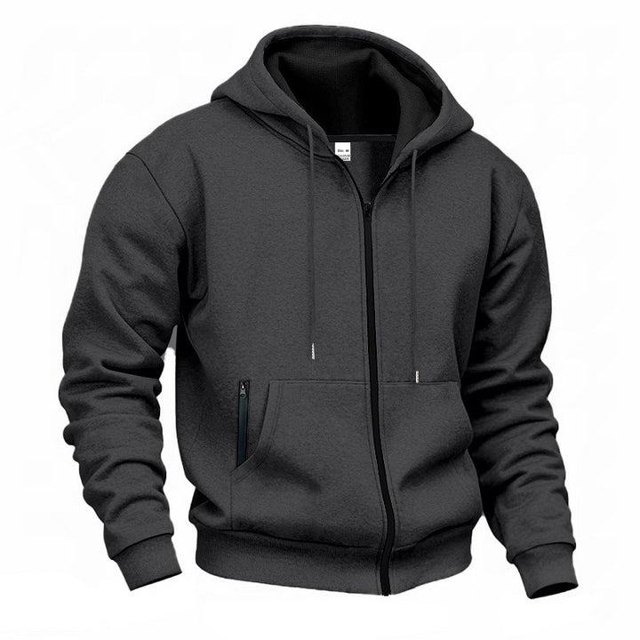 Men's hooded jacket with full zip and concealed zip pockets StylebySassy