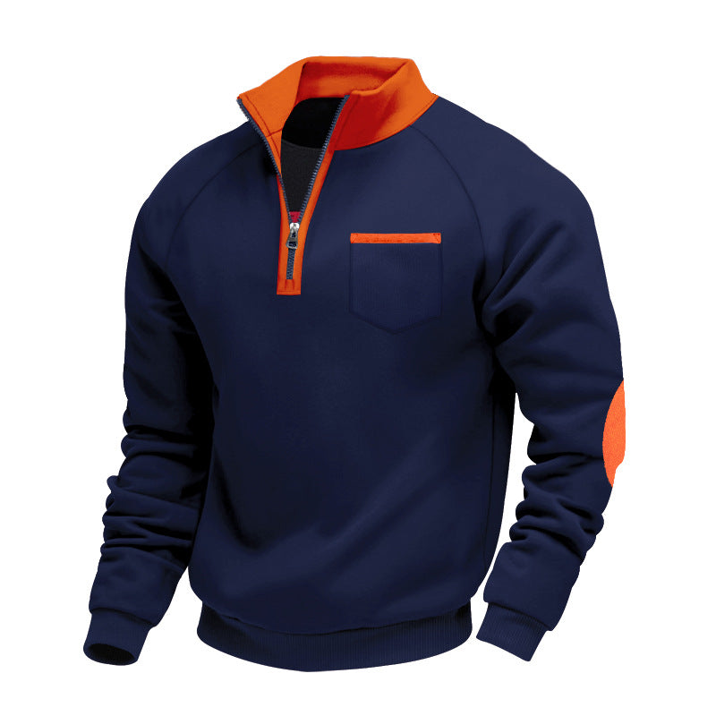 Men's Nano Fleece Half-Zip Pullover with Chest Pocket and Elbow Patches StylebySassy