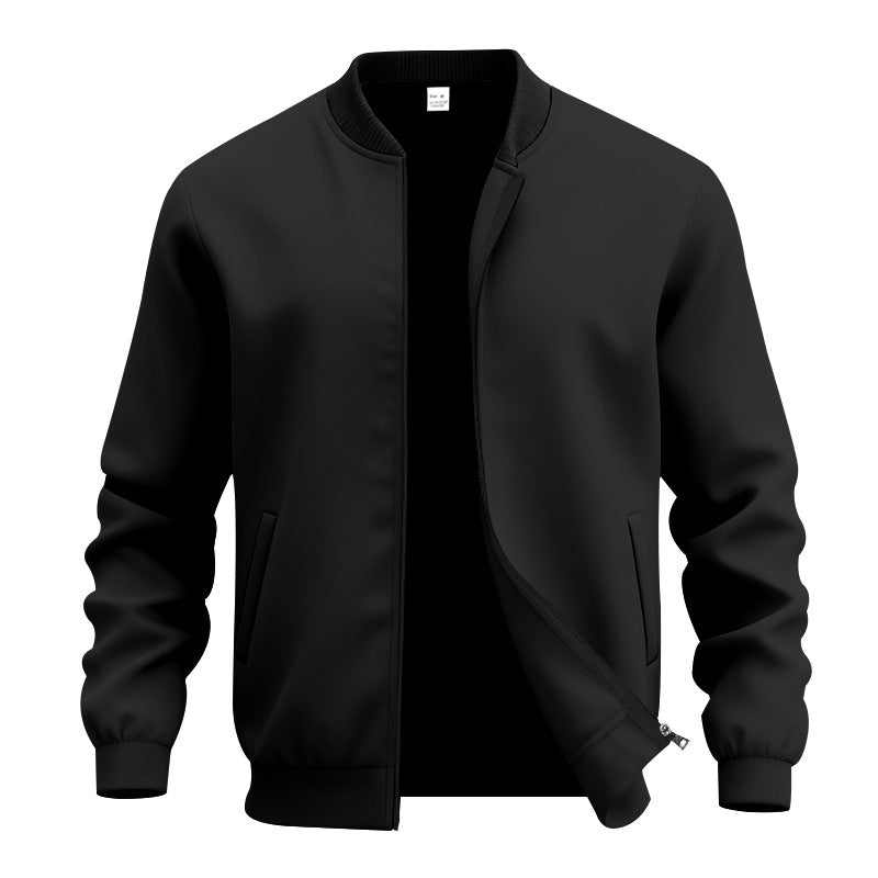 Men's lightweight bomber-style blouson with partially concealed zipper, ribbed cuffs, and side pockets StylebySassy