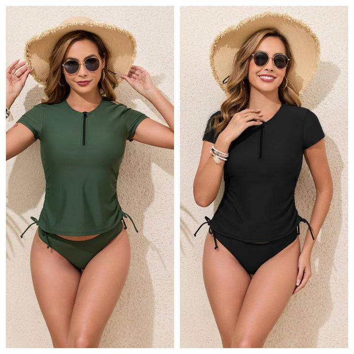 Ladies sporty rashguard bikini set with adjustable sides StylebySassy