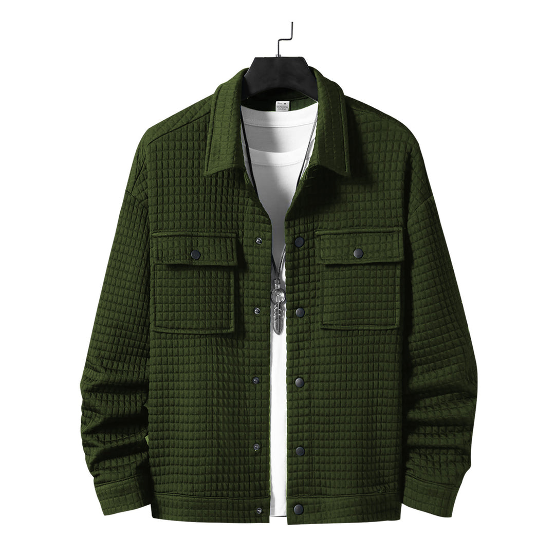 Men's quilted overshirt jacket with square quilted structure and patch chest pockets StylebySassy
