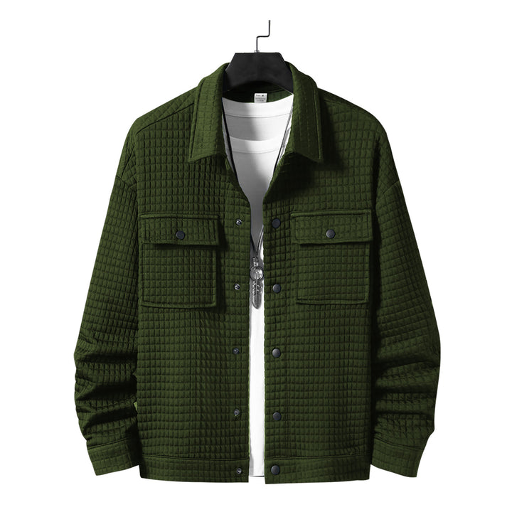 Men's quilted overshirt jacket with square quilted structure and patch chest pockets StylebySassy