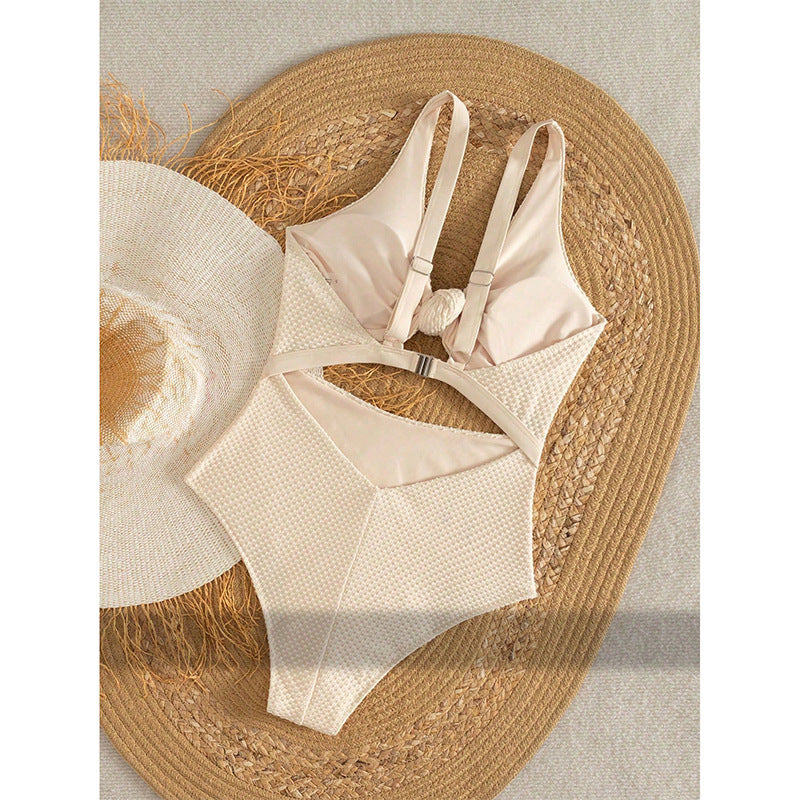 Women's One-Piece Swimsuit with Cut-Out Design and Chic Knot Detail