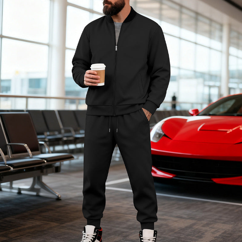 Men's sporty leisure suit made of soft cotton blend with zip jacket and elastic jogging pants StylebySassy