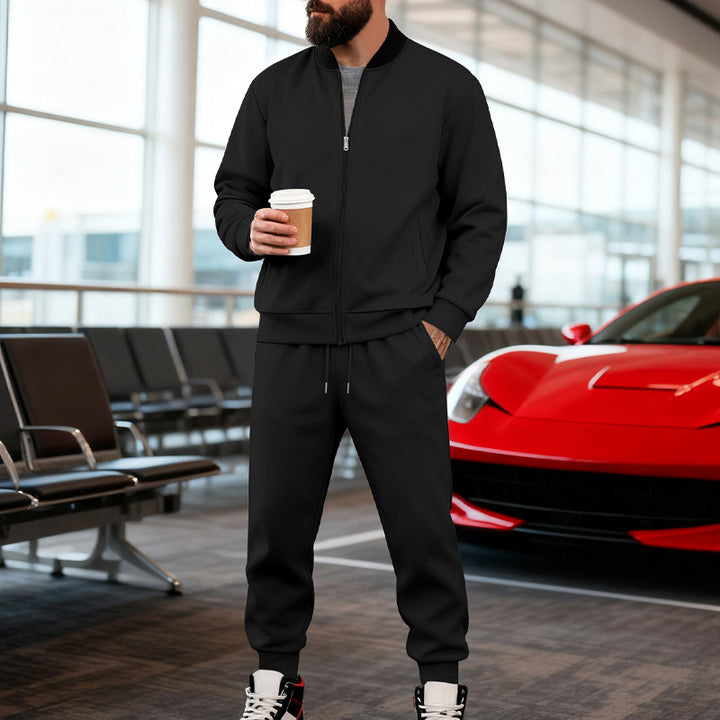 Men's sporty leisure suit made of soft cotton blend with zip jacket and elastic jogging pants StylebySassy