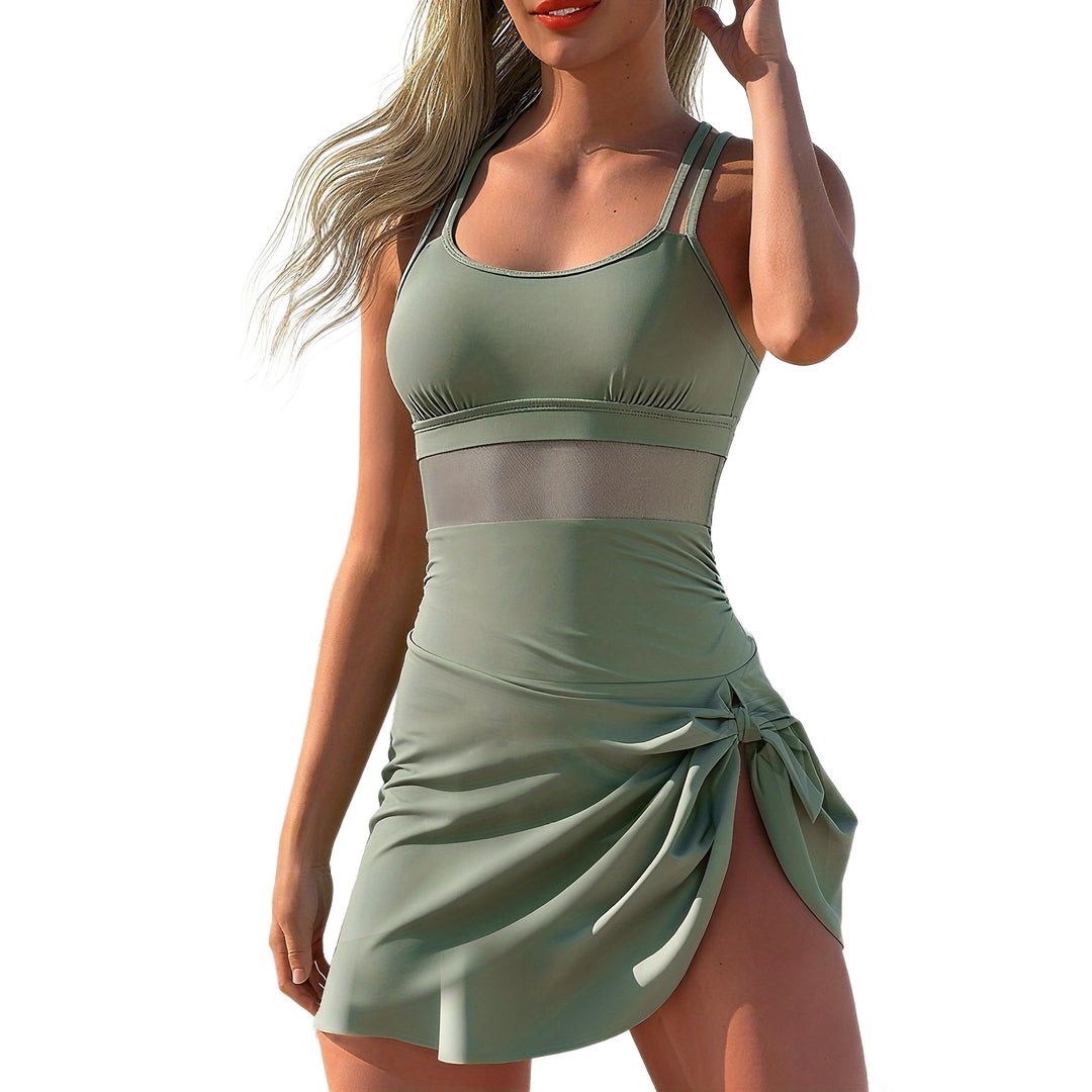 Ladies sporty swimsuit with fashionable wrap skirt StylebySassy