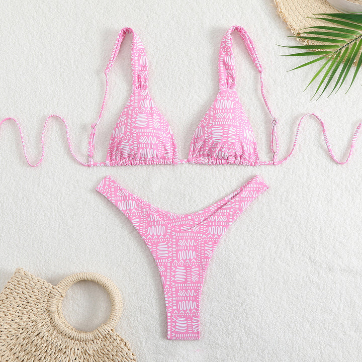 Women Triangle Bikini Set with adjustable straps and trendy pattern StylebySassy