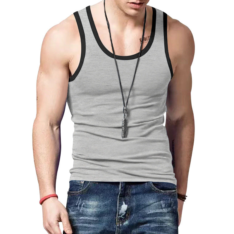 Men's fitted sports top made of elastic cotton blend with contrasting trim StylebySassy