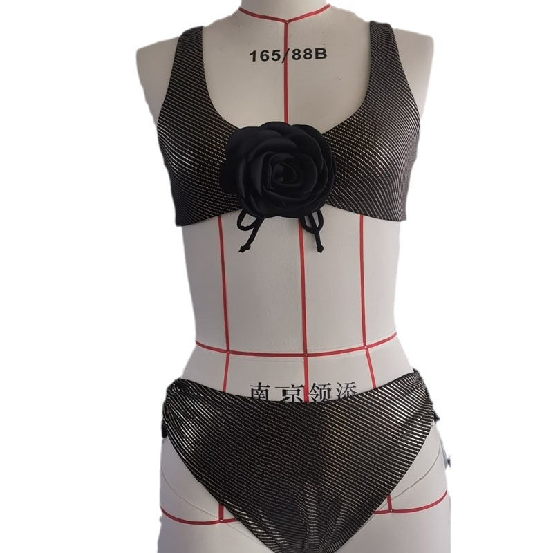 Women's bikini set with floral appliqué and glamorous accents StylebySassy