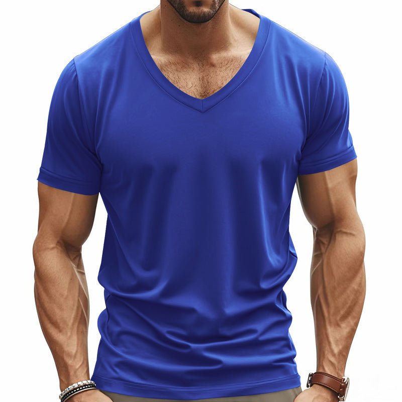 Men's V-neck functional shirt made of lightweight interlock with a fitted cut StylebySassy
