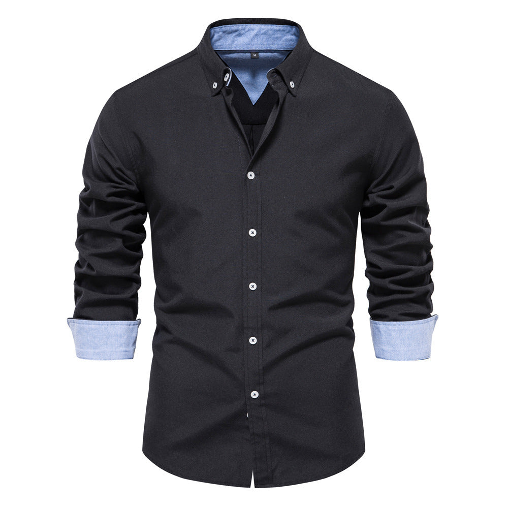 Men's elegant long-sleeve shirt made of Oxford fabric with a Kent collar and cuffed sleeves StylebySassy