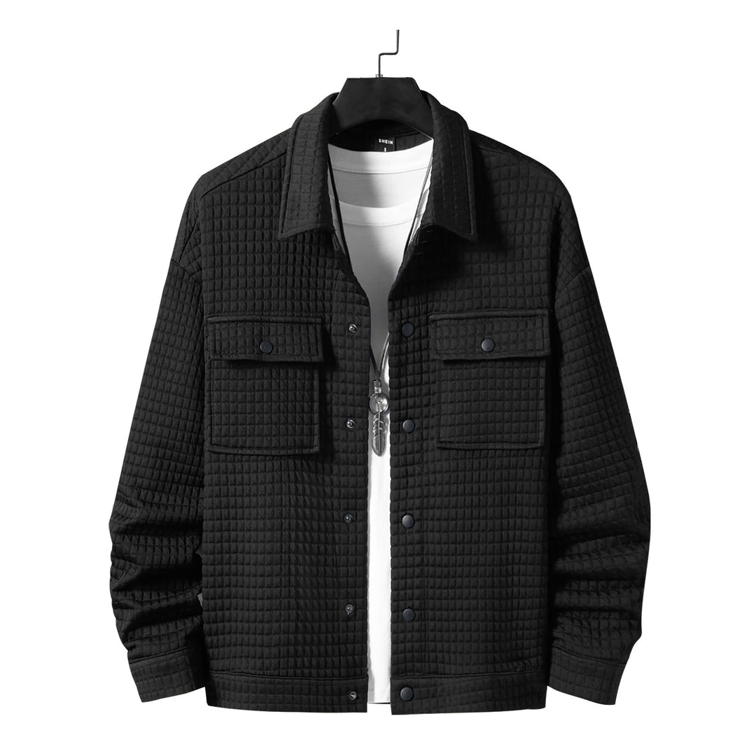 Men's quilted overshirt jacket with square quilted structure and patch chest pockets StylebySassy