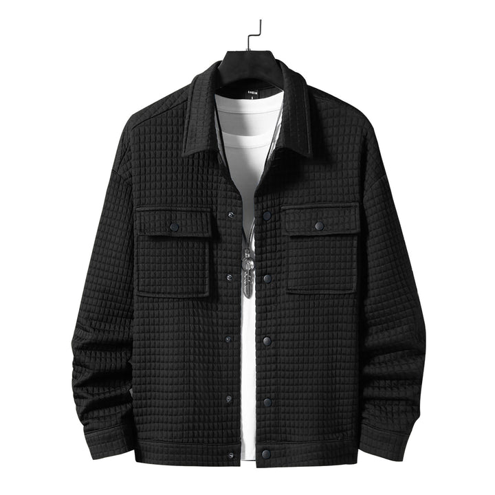 Men's quilted overshirt jacket with square quilted structure and patch chest pockets StylebySassy