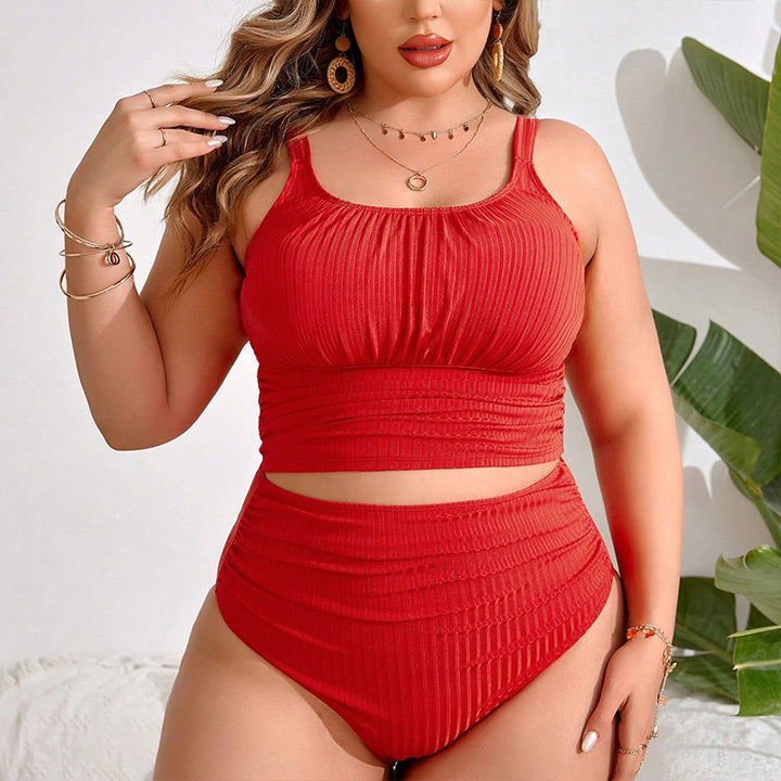 Women's Crop Top Bikini Set with Elegant Ribbed Design StylebySassy