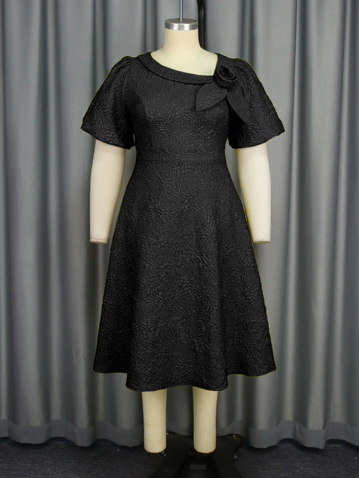 Women's Elegant Dress with Structured Flower Appliqué StylebySassy