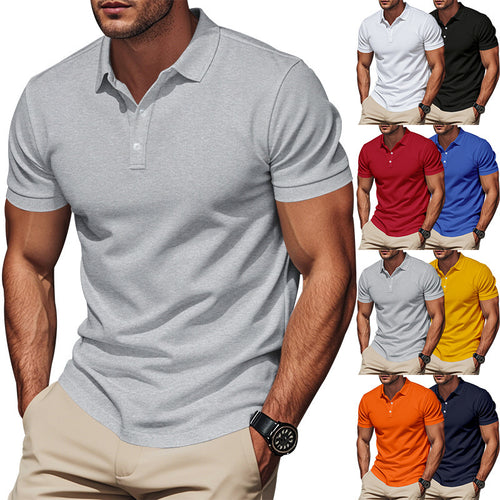 Men's polo collar shirt with slim fit, breathable mesh structure, and flat two-button placket StylebySassy