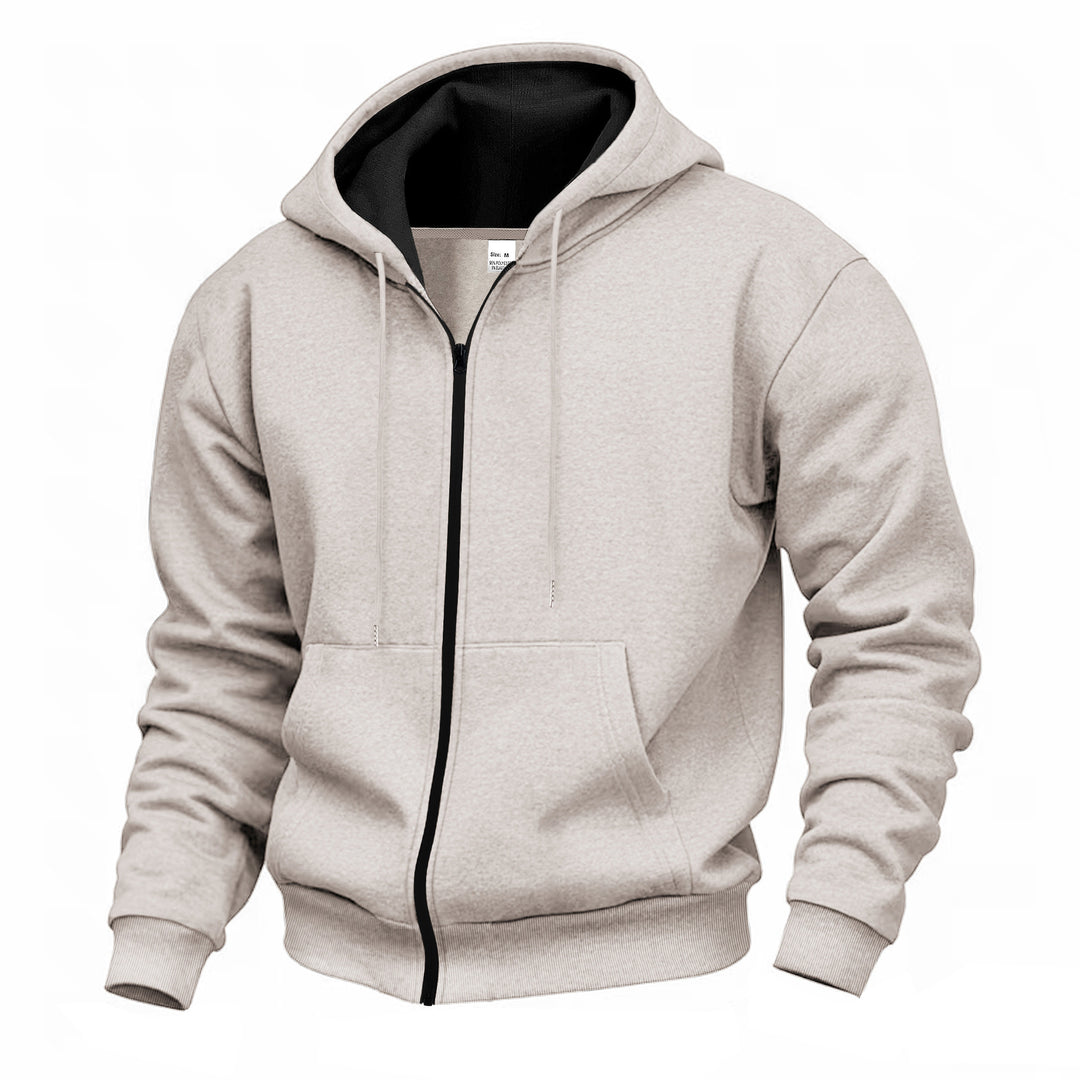 Men's hooded jacket with full zip and concealed zip pockets StylebySassy