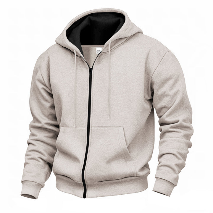 Men's hooded jacket with full zip and concealed zip pockets StylebySassy