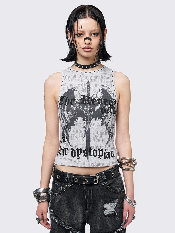 Women’s Crop Top with Urban Dystopia Print StylebySassy