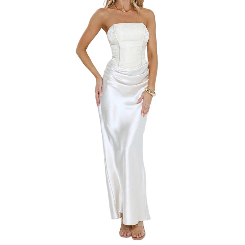 Women Elegant durable evening dress with gathered and corset top StylebySassy