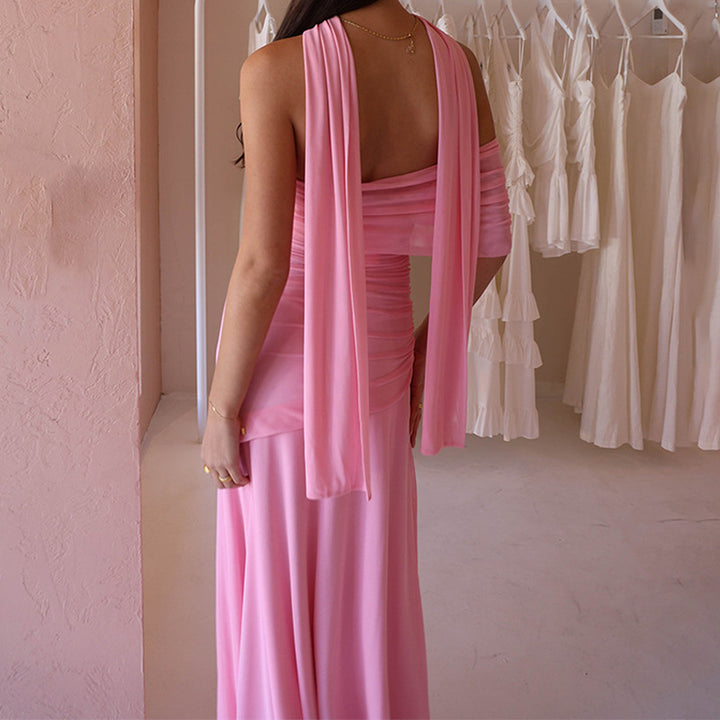Women Refined Off-Shoulder Maxi Dress with Ruffle Details StylebySassy