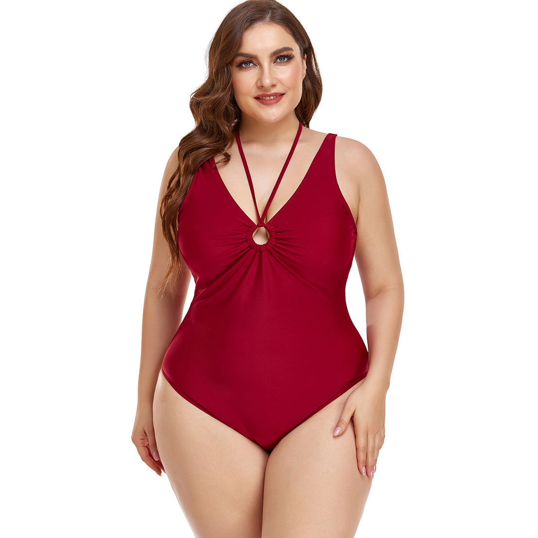 Women Elegant High-Cut One-Piece Swimsuit with Fashionable Ring Detail StylebySassy