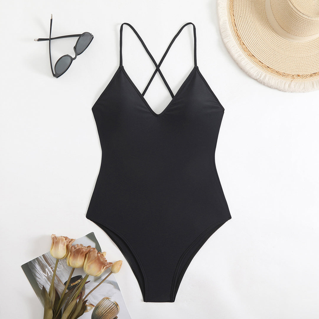 Women One-Piece Swimsuit with X-Shaped Straps StylebySassy