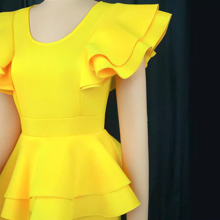 Ladies fitted dress with voluminous ruffle hem StylebySassy