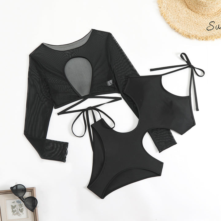 Women's Sporty Tankini Set with Transparent Top and Stylish Cut StylebySassy