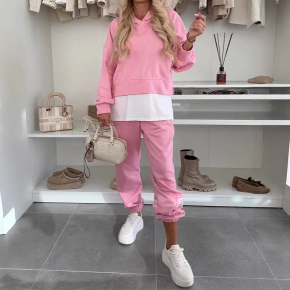 Women's cozy short hoodie and jogger set made of soft cotton blend StylebySassy