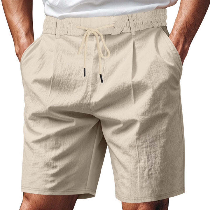 Men's knee-length lightweight functional shorts with elastic waistband, drawstring, and deep side pockets StylebySassy